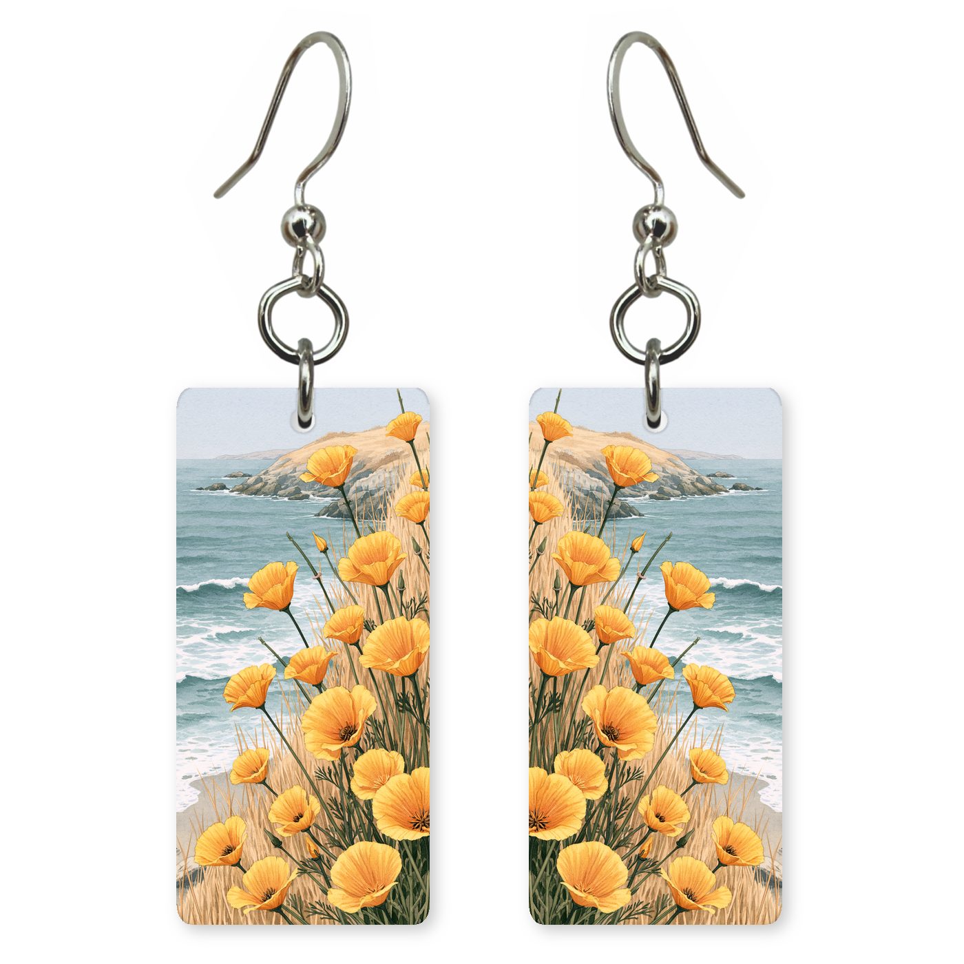 Coastal Poppies — She's Choosing earrings, shown as a pair