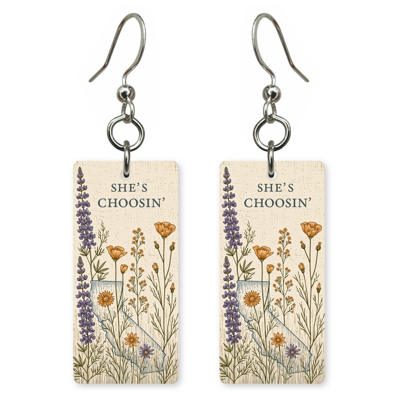Lupine Meadow — She's Choosing earrings, shown as a pair