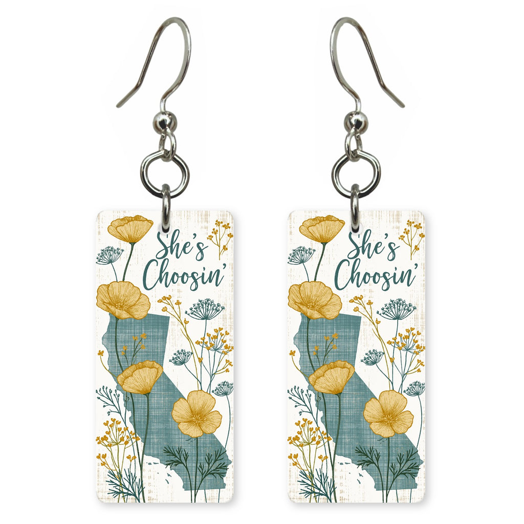 She's Choosing California | Eco Earrings | Golden Poppy Plaid | SC5G1