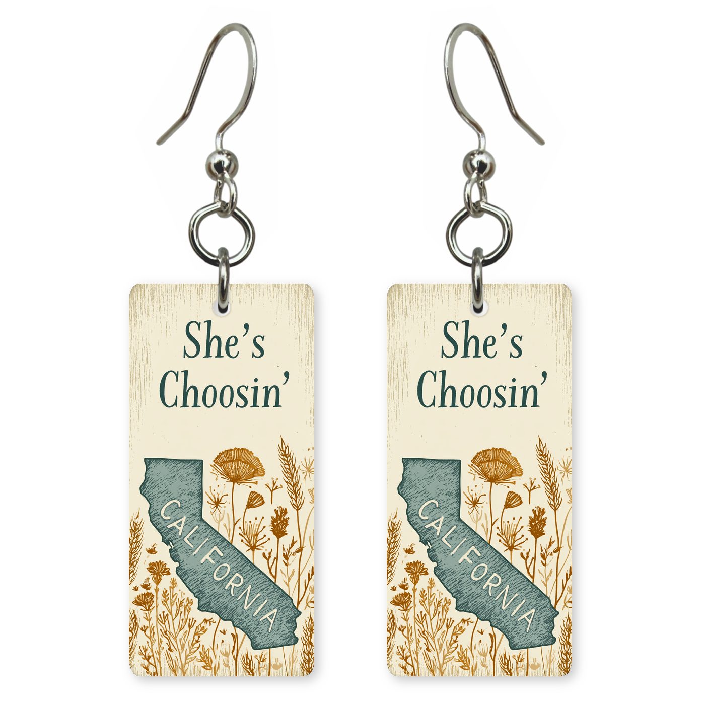 Poppy Field Silhouette — She's Choosing earrings, shown as a pair