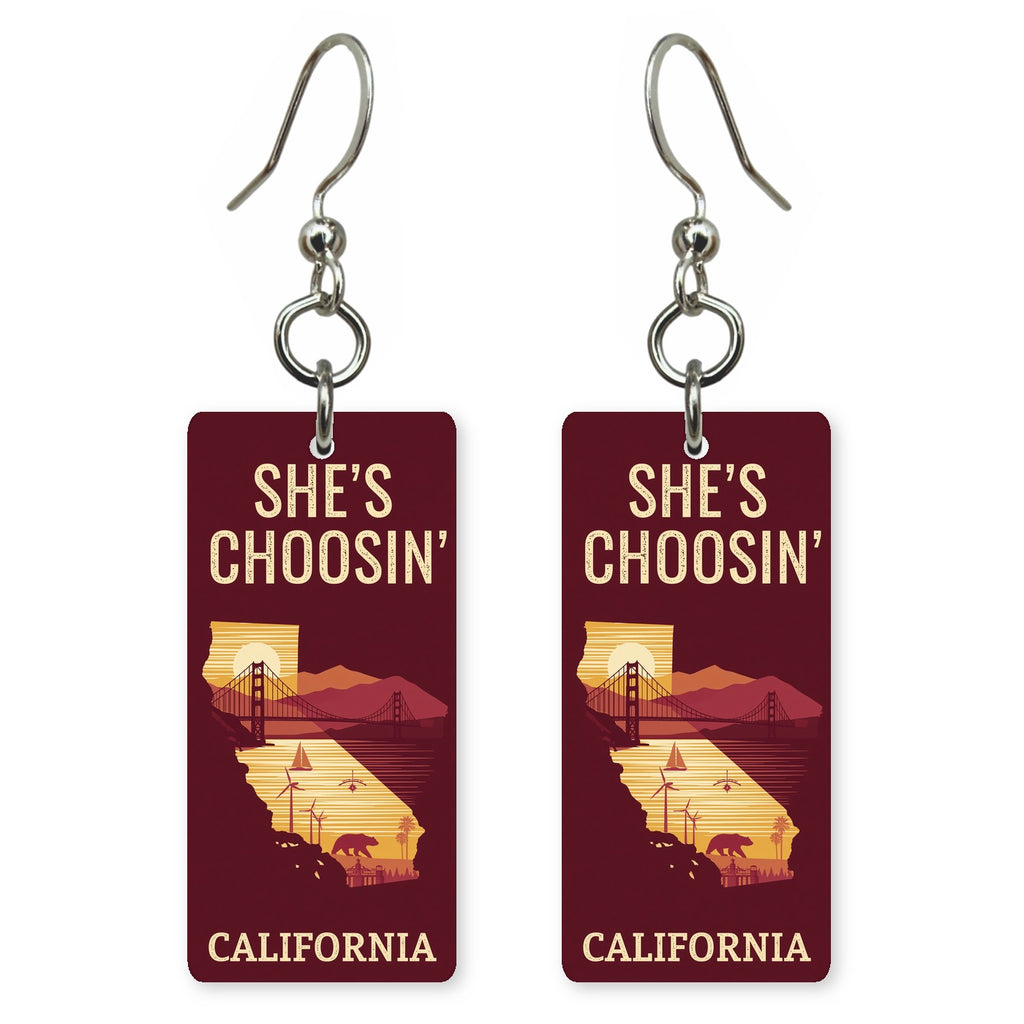 She's Choosing California | Eco Earrings | California Travel Poster | SC5I1