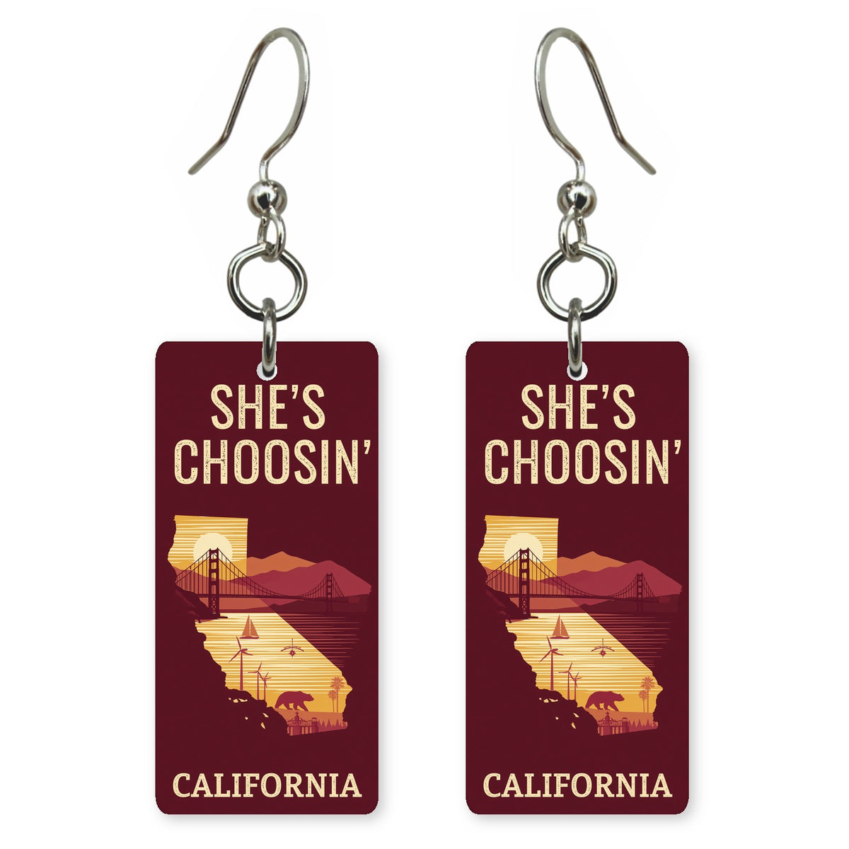 She's Choosing California | Eco Earrings | California Travel Poster | SC5I1