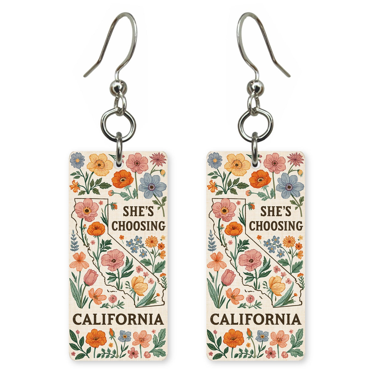 She's Choosing California | Eco Earrings | Wildflower Sketch | SC5K1
