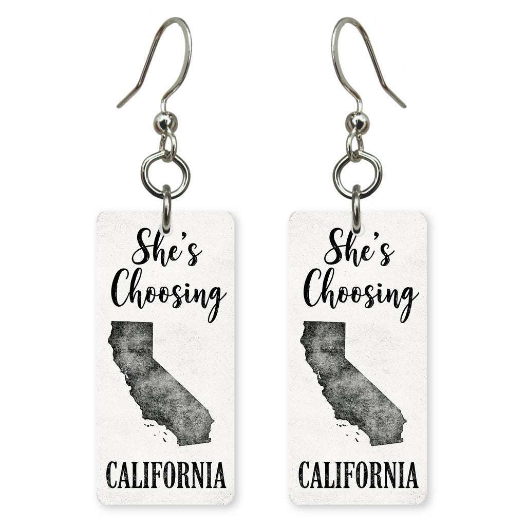 She's Choosing California | Eco Earrings | Classic Script | SC5L1
