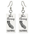 She's Choosing California | Eco Earrings | Classic Script | SC5L1