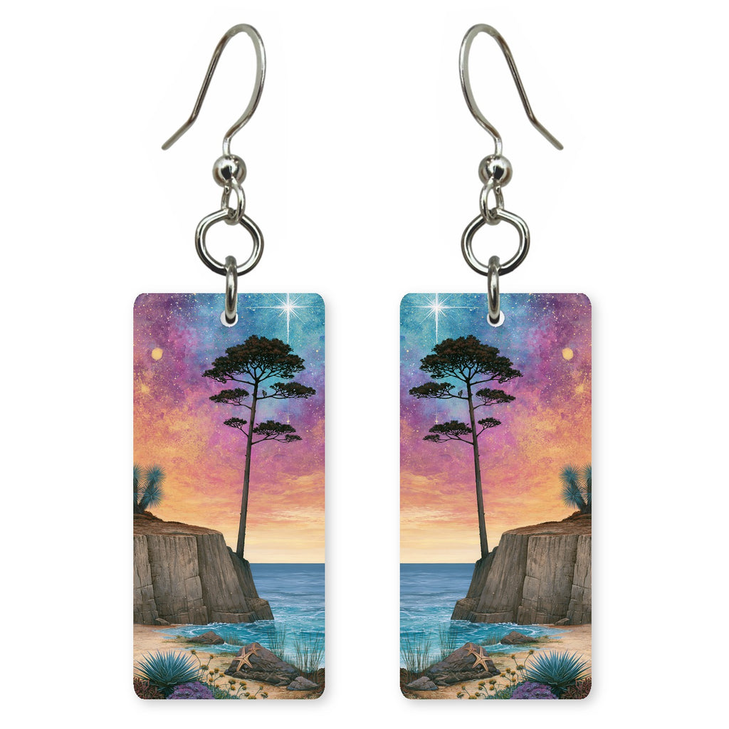 She's Choosing California | Eco Earrings | Lone Cypress at Twilight | SC5N