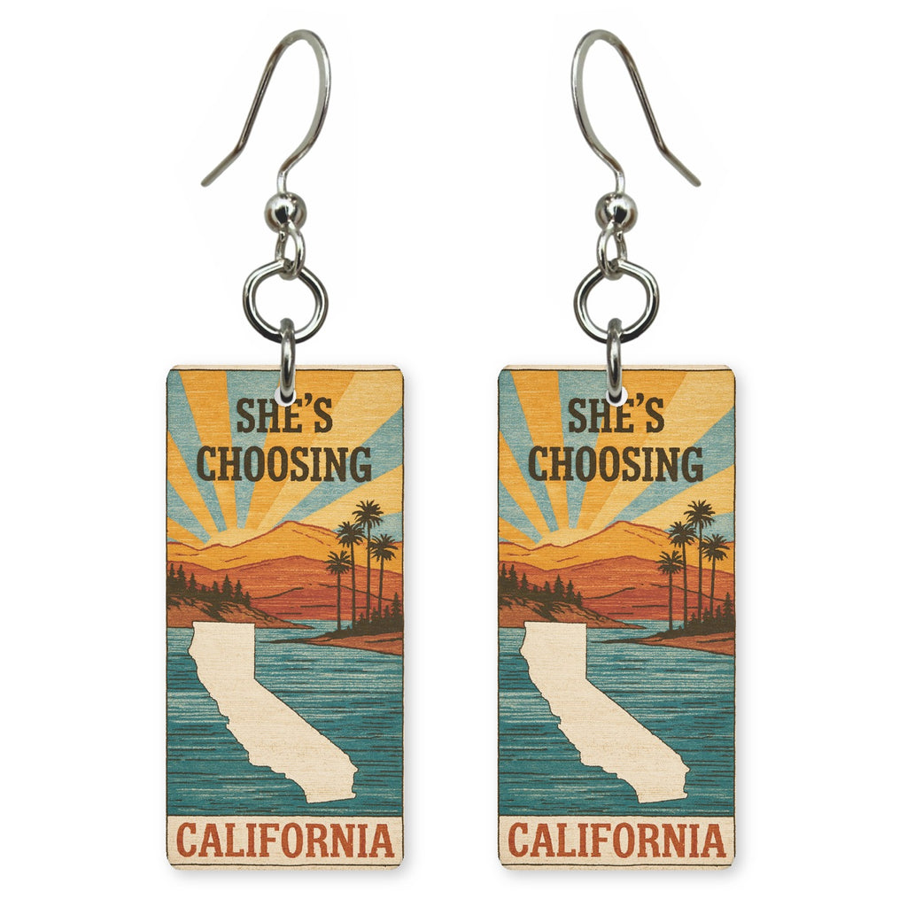 She's Choosing California | Eco Earrings | Sunrise Travel Poster | SC5O1