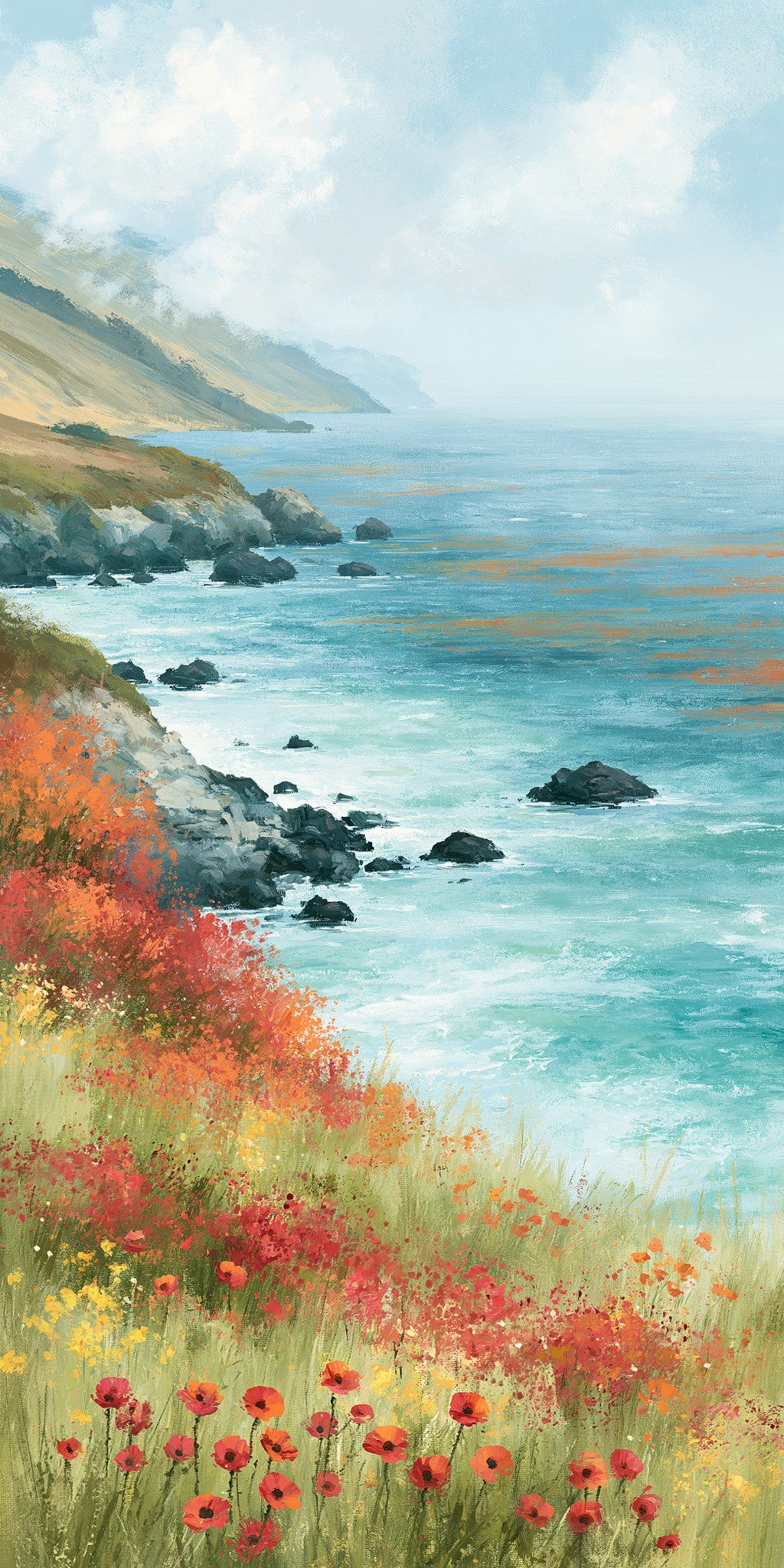 Coastal Bluff Poppies — full design art