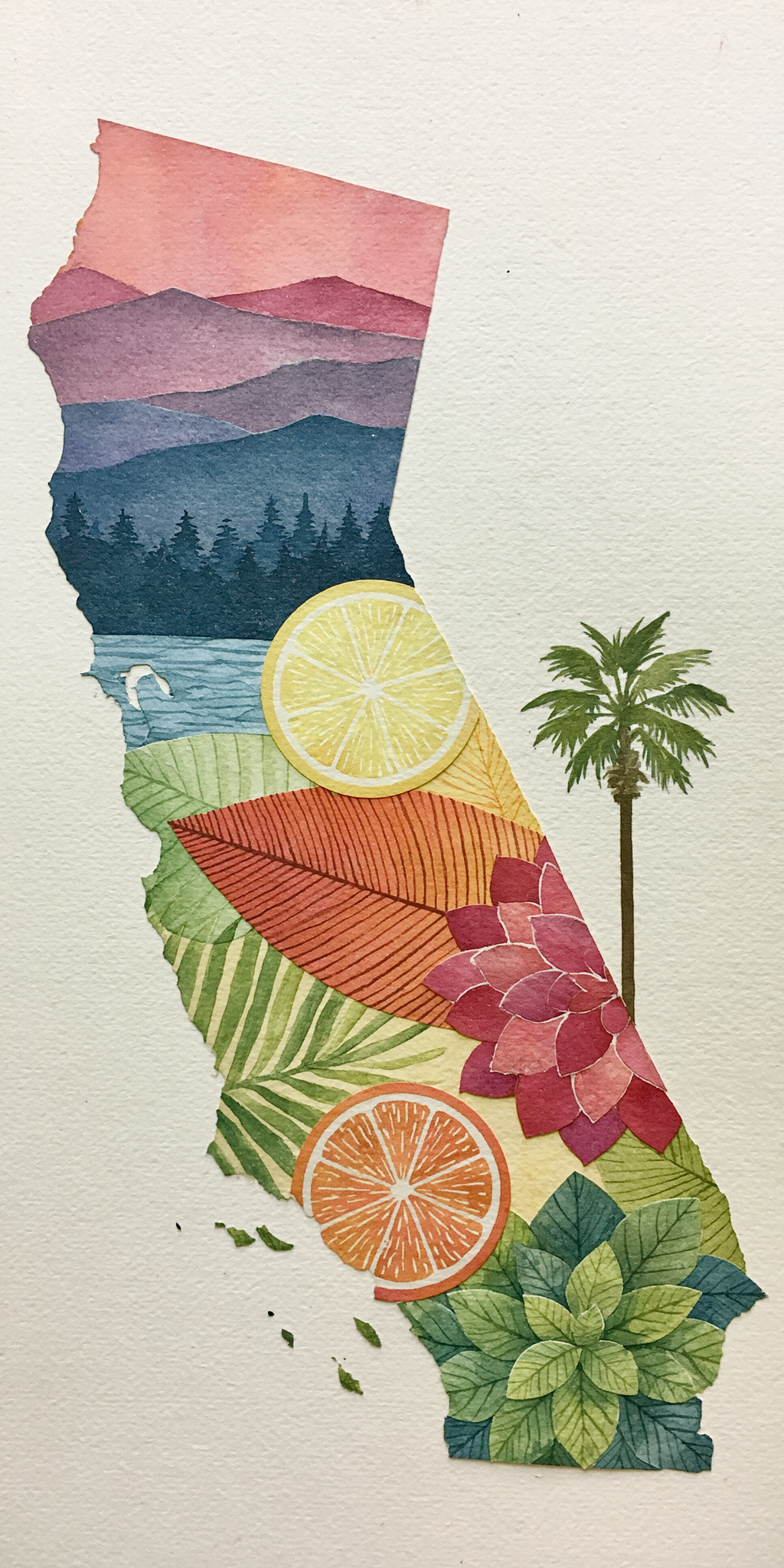 Golden State Collage — She's Choosing California upcycled paperboard earrings