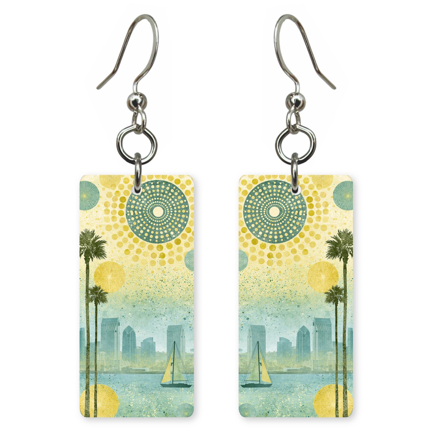 LA Skyline Sun — She's Choosing earrings, shown as a pair
