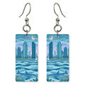 San Diego Skyline Waves — She's Choosing earrings, shown as a pair