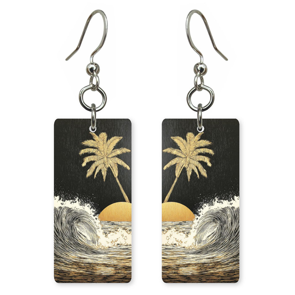 Midnight Wave Palm — She's Choosing earrings, shown as a pair