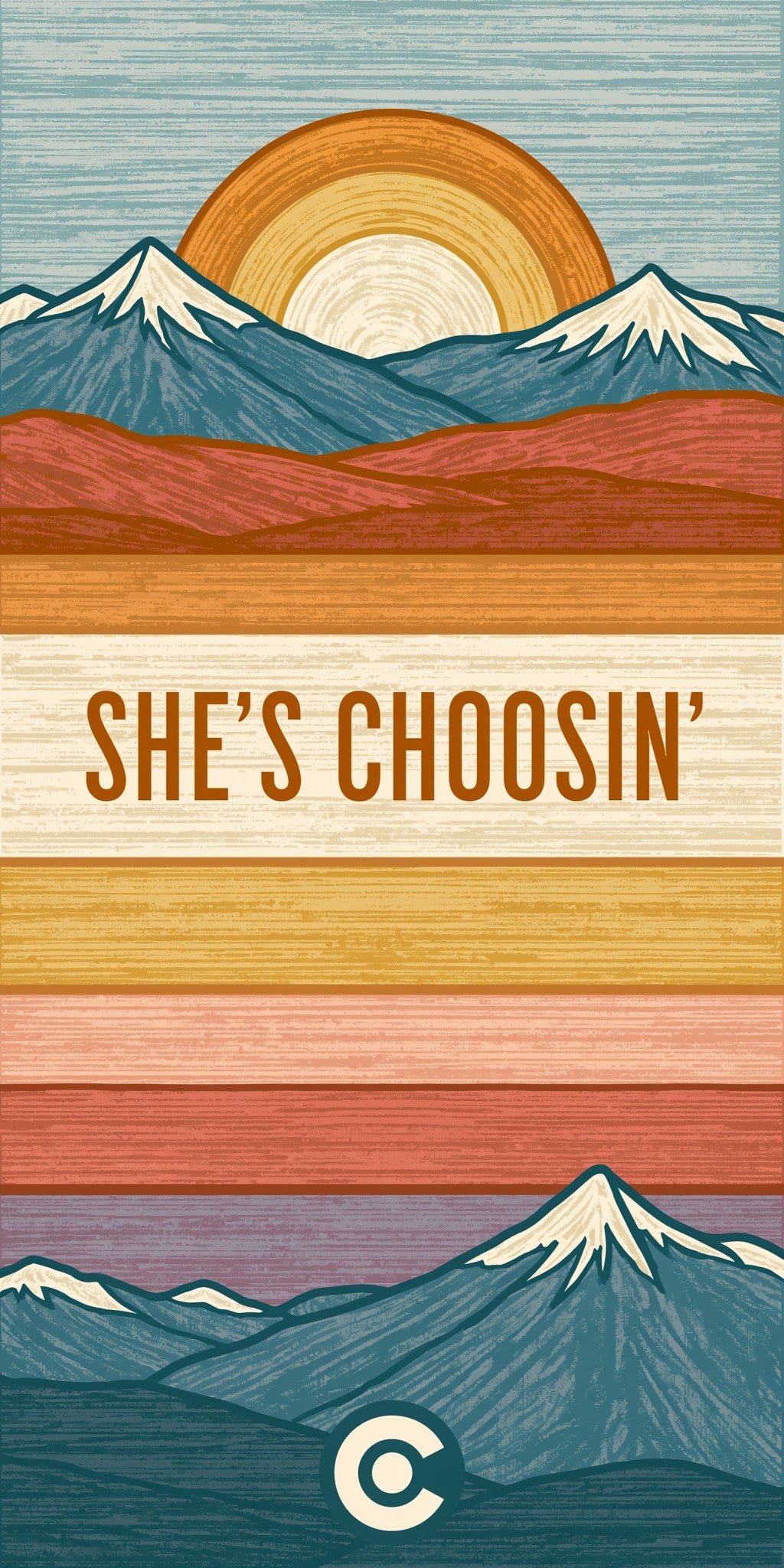 Retro Stripes Mountains — full design art