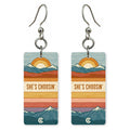 Retro Stripes Mountains — She's Choosing earrings, shown as a pair