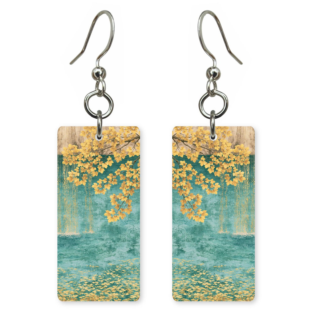 Hanging Lake Autumn Gold — She's Choosing earrings, shown as a pair