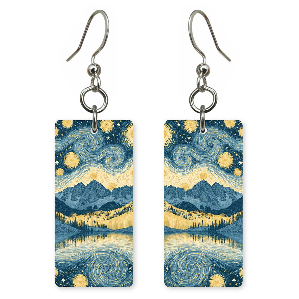Maroon Bells Star-swirled Night — She's Choosing earrings, shown as a pair