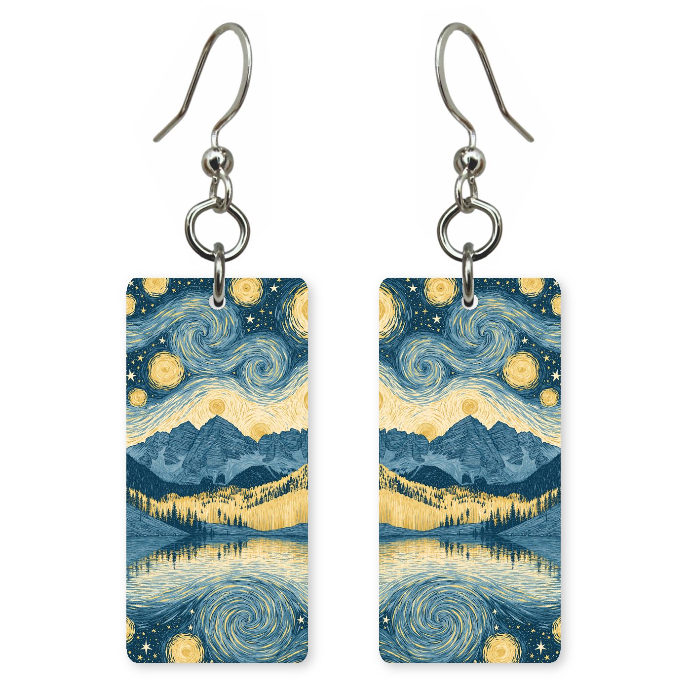 Maroon Bells Star-swirled Night — She's Choosing earrings, shown as a pair