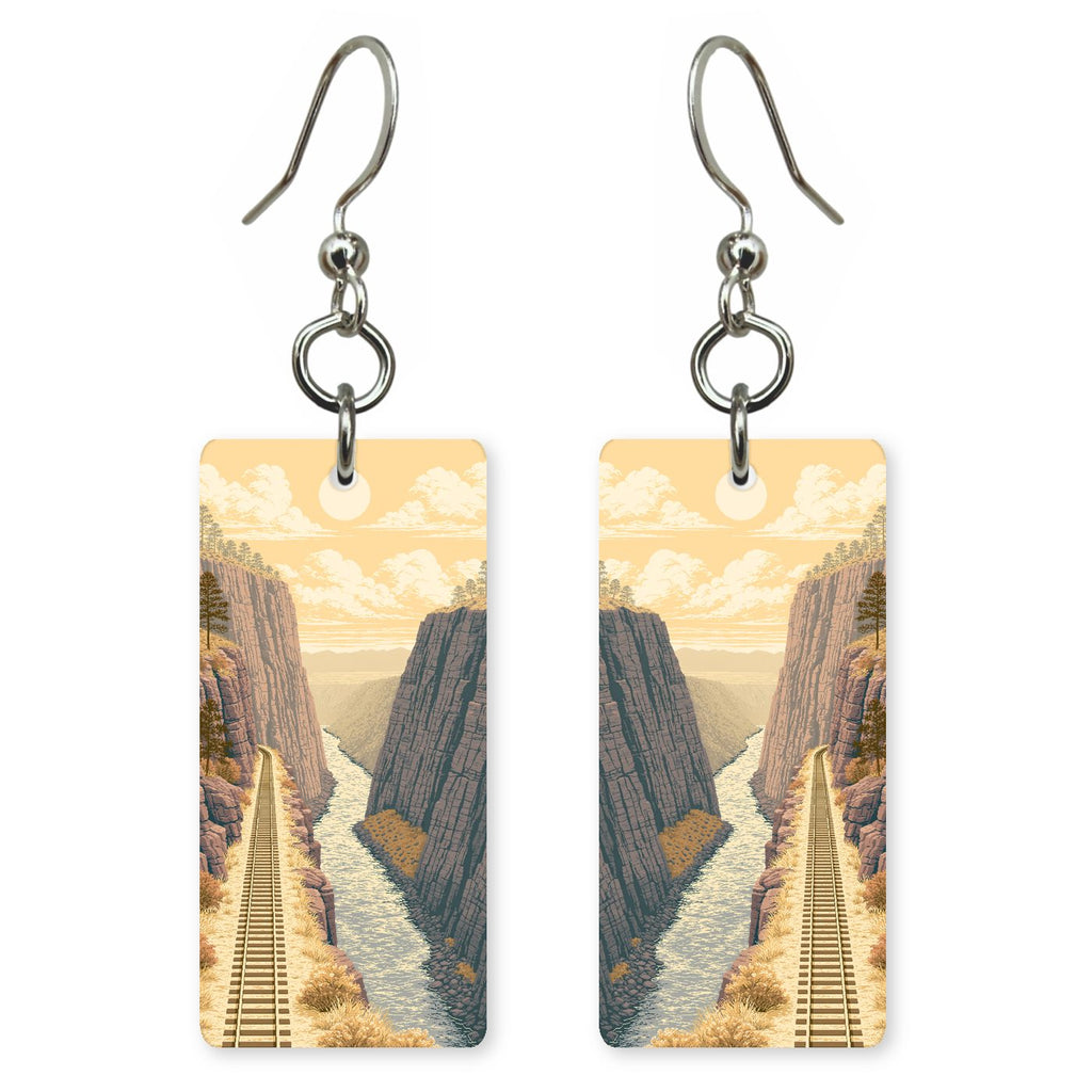 Royal Gorge Train Tracks — She's Choosing earrings, shown as a pair