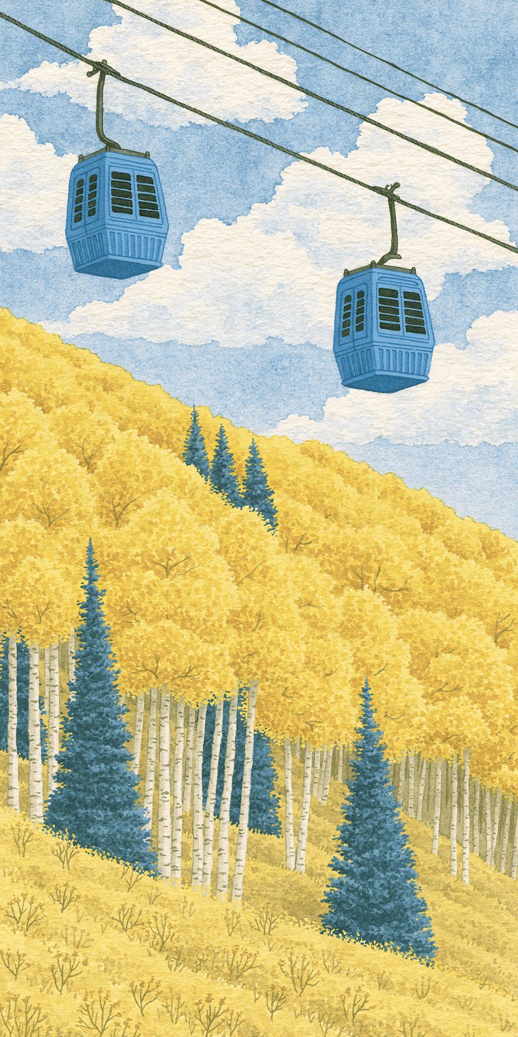 Telluride Gondola Rising Golden — full design art