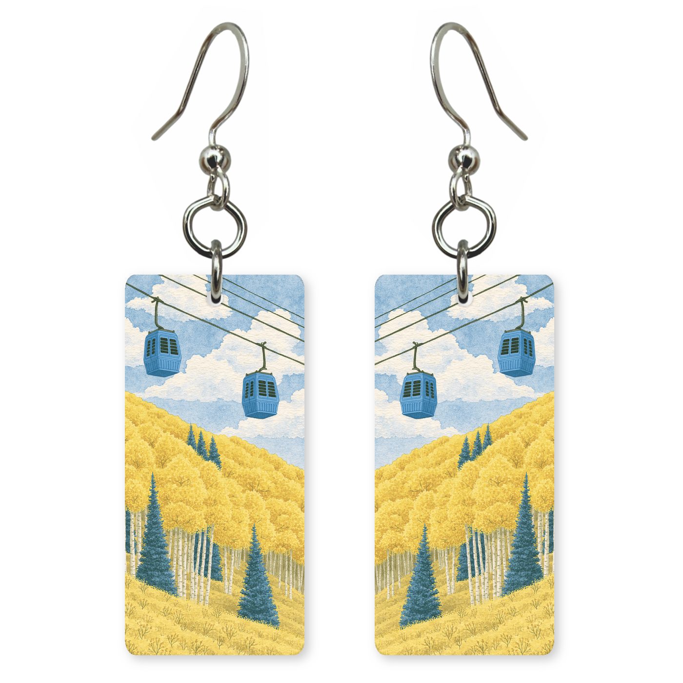 Telluride Gondola Rising Golden — She's Choosing earrings, shown as a pair