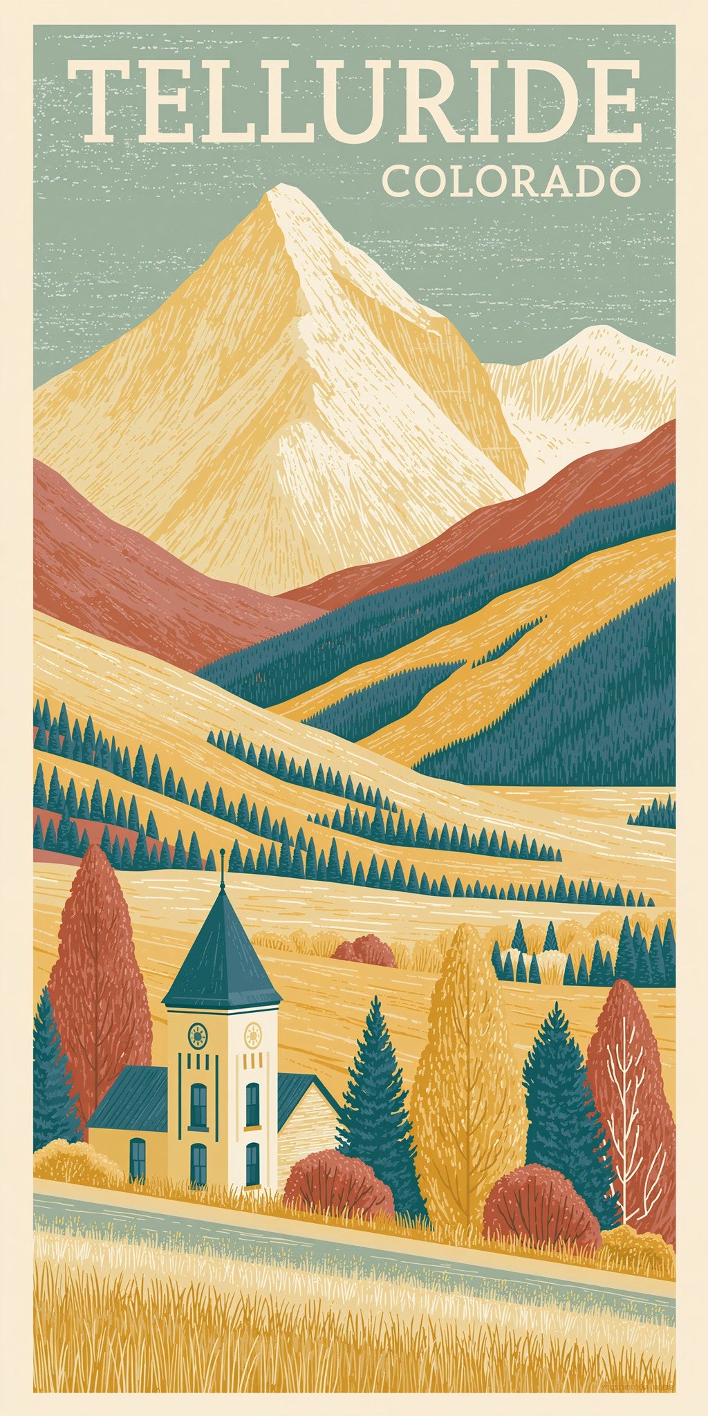 Telluride Text Colorado Art — full design art