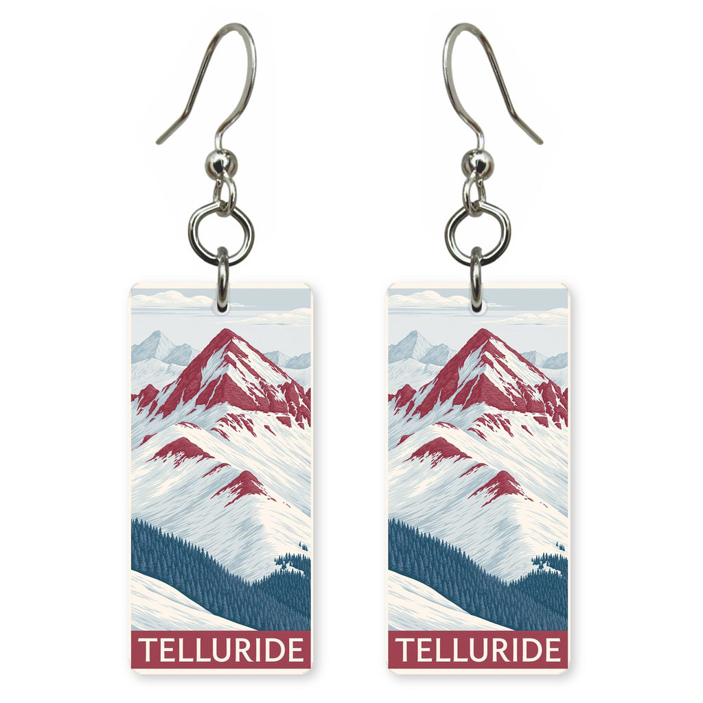 Telluride Text Telluride Burgundy — She's Choosing earrings, shown as a pair