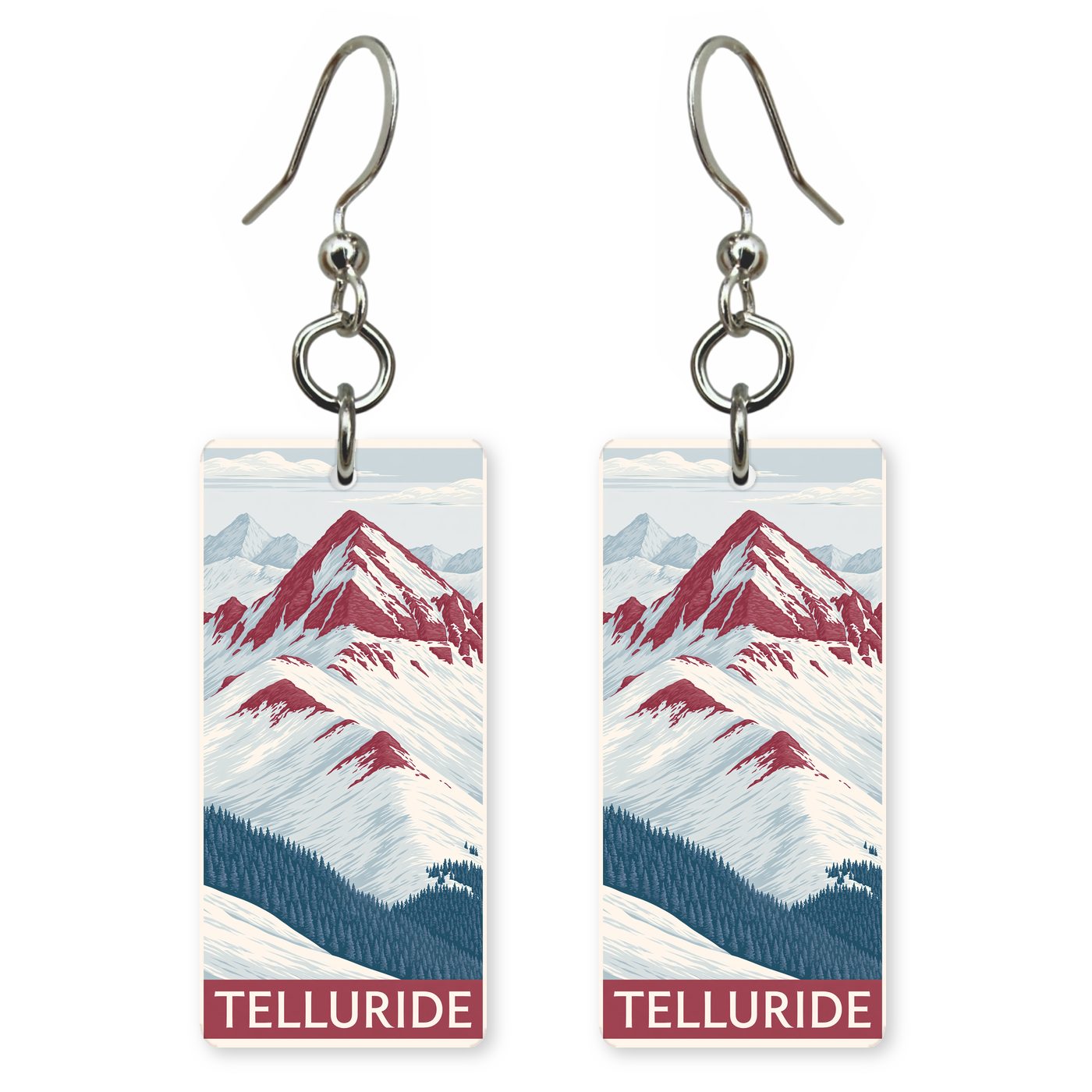 Telluride Text Telluride Burgundy — She's Choosing earrings, shown as a pair