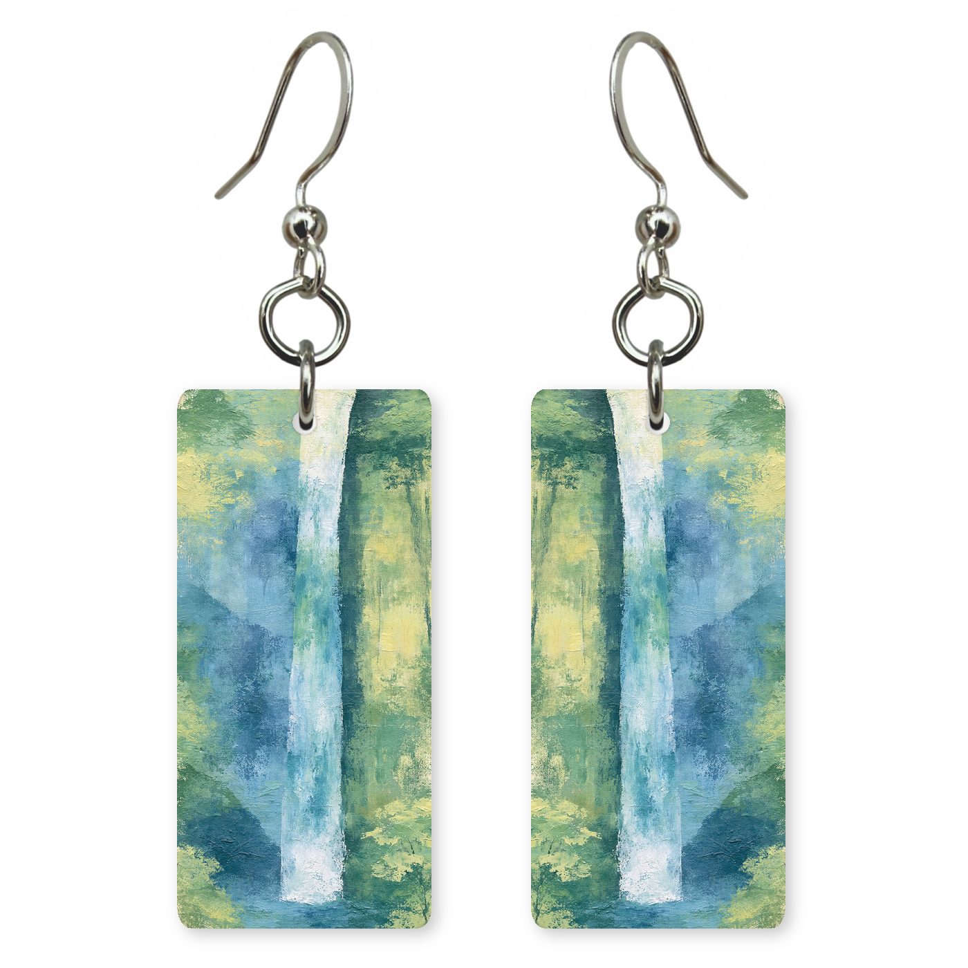 Bridal Veil Falls Plunging — She's Choosing earrings, shown as a pair