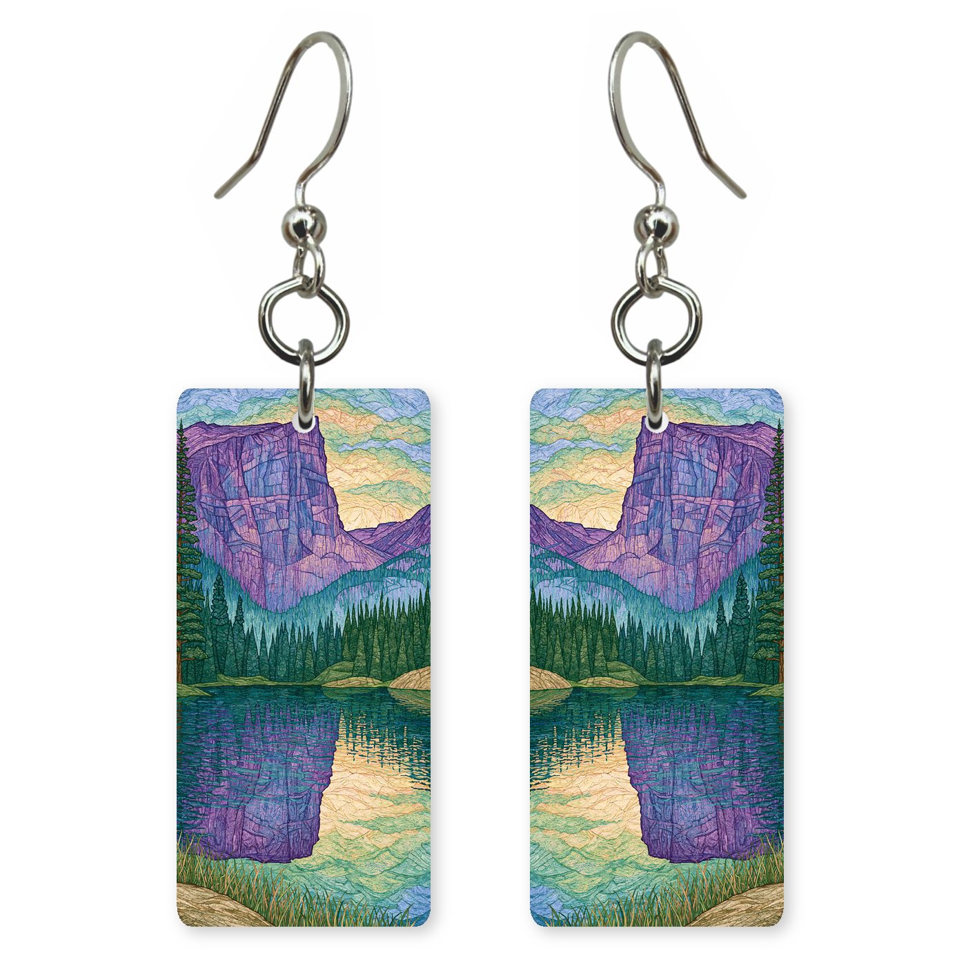 Dream Lake Mirror Reflection — She's Choosing earrings, shown as a pair