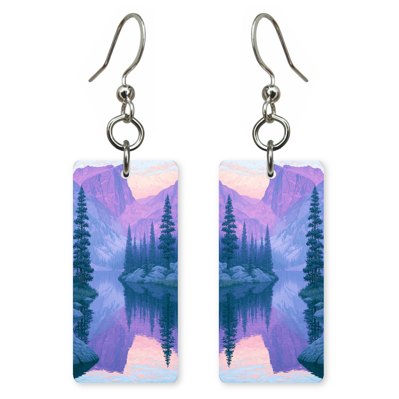Dream Lake Mirror Reflection — She's Choosing earrings, shown as a pair