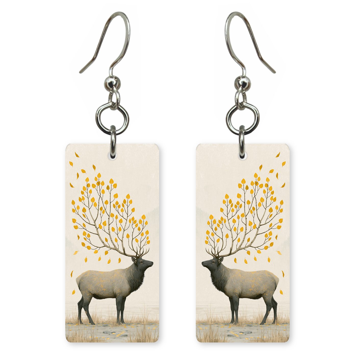 Elk Antlers Growing Aspen — She's Choosing earrings, shown as a pair