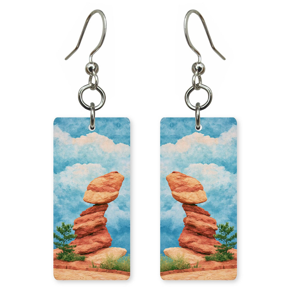 Garden Gods Balanced Rock — She's Choosing earrings, shown as a pair