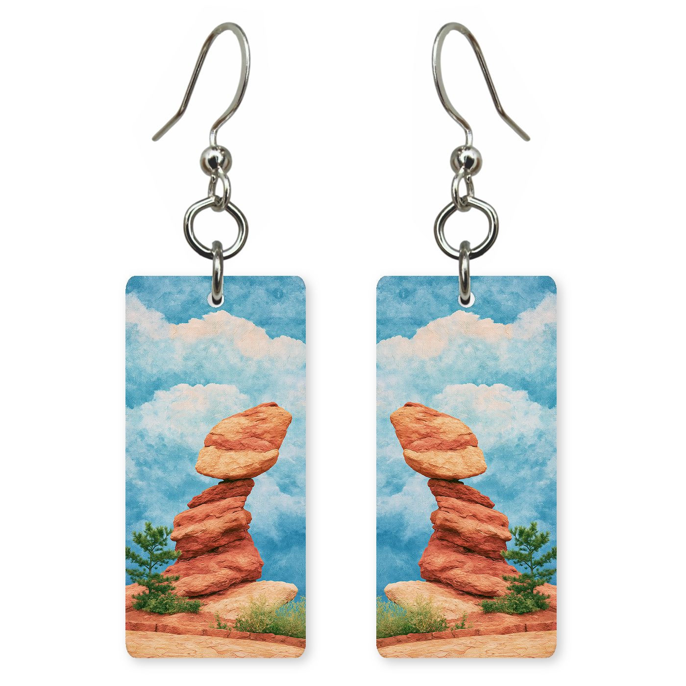 Garden Gods Balanced Rock — She's Choosing earrings, shown as a pair
