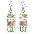 CT Floral Letters — She's Choosing earrings, shown as a pair