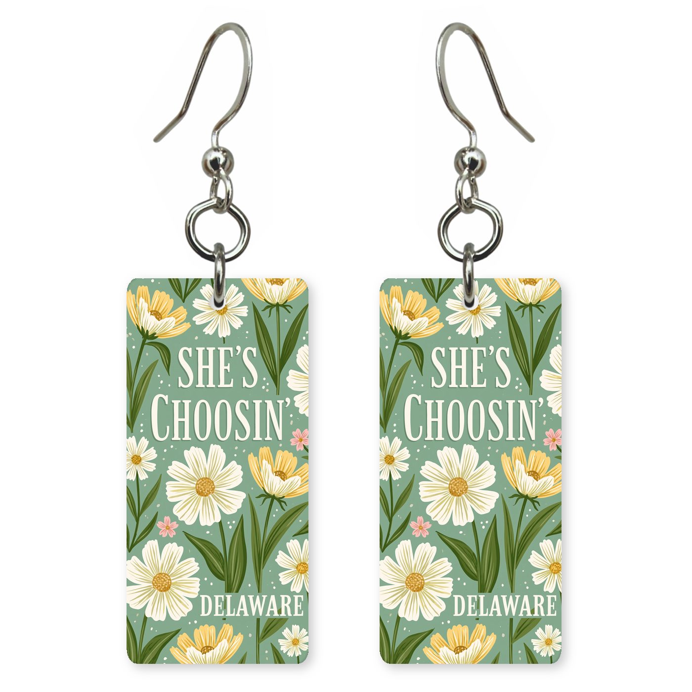 Daisy Frame — She's Choosing earrings, shown as a pair