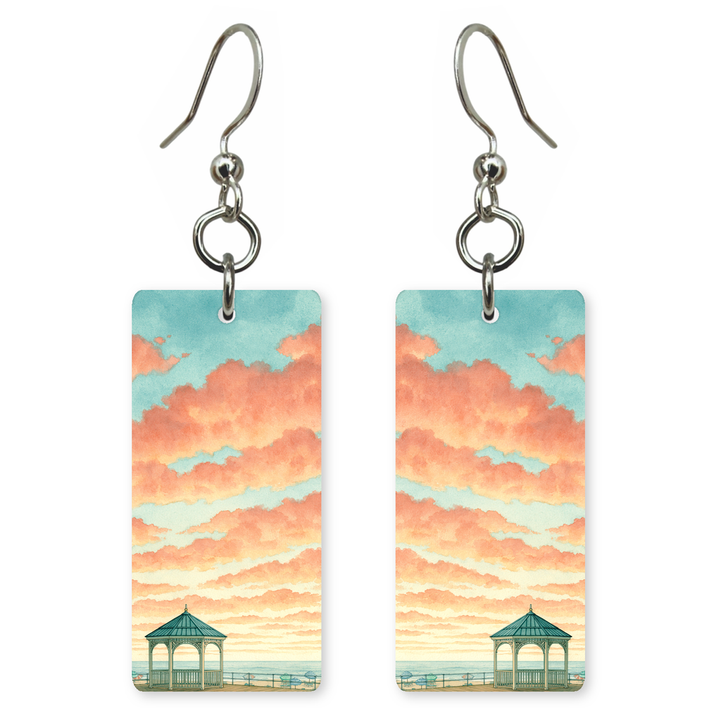 She's Choosing Delaware Earrings | Boardwalk Gazebo Sunset
