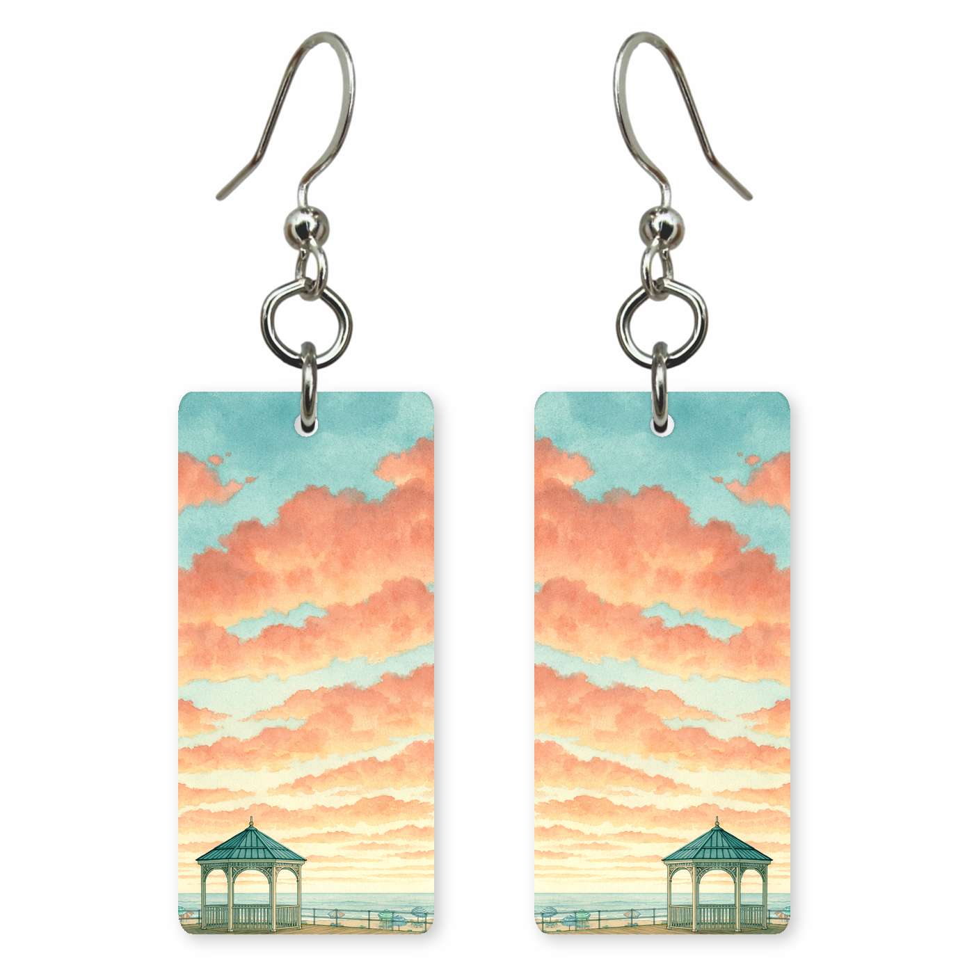 She's Choosing Delaware Earrings | Boardwalk Gazebo Sunset
