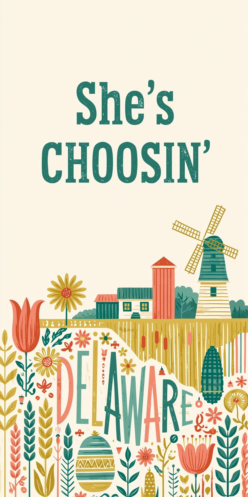 Folk Town Poster — full design art