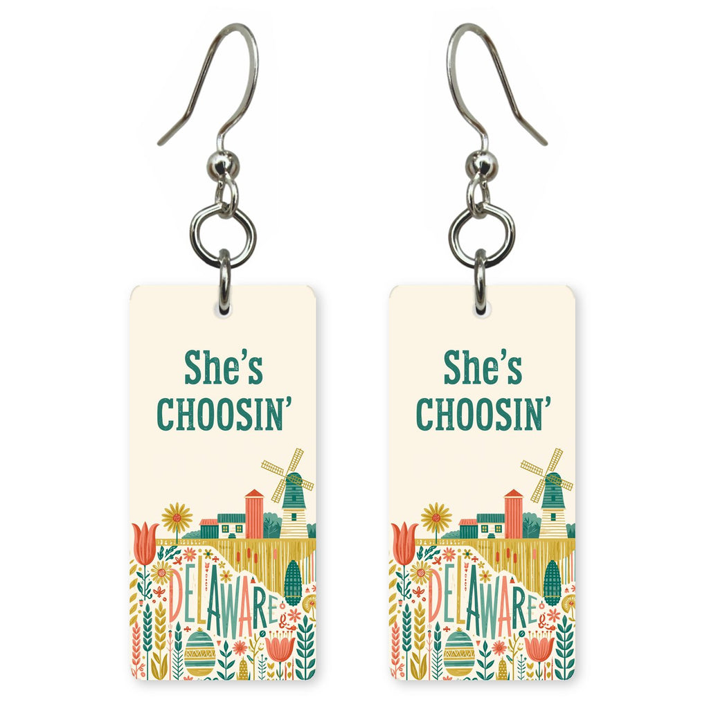 Folk Town Poster — She's Choosing earrings, shown as a pair