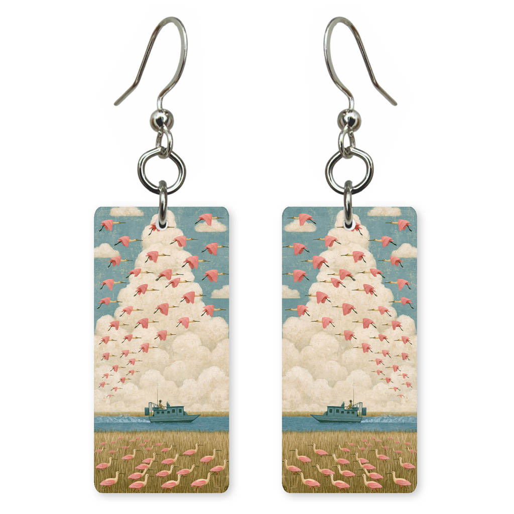 She's Choosing Florida Earrings | Spoonbill Cloud Airboat
