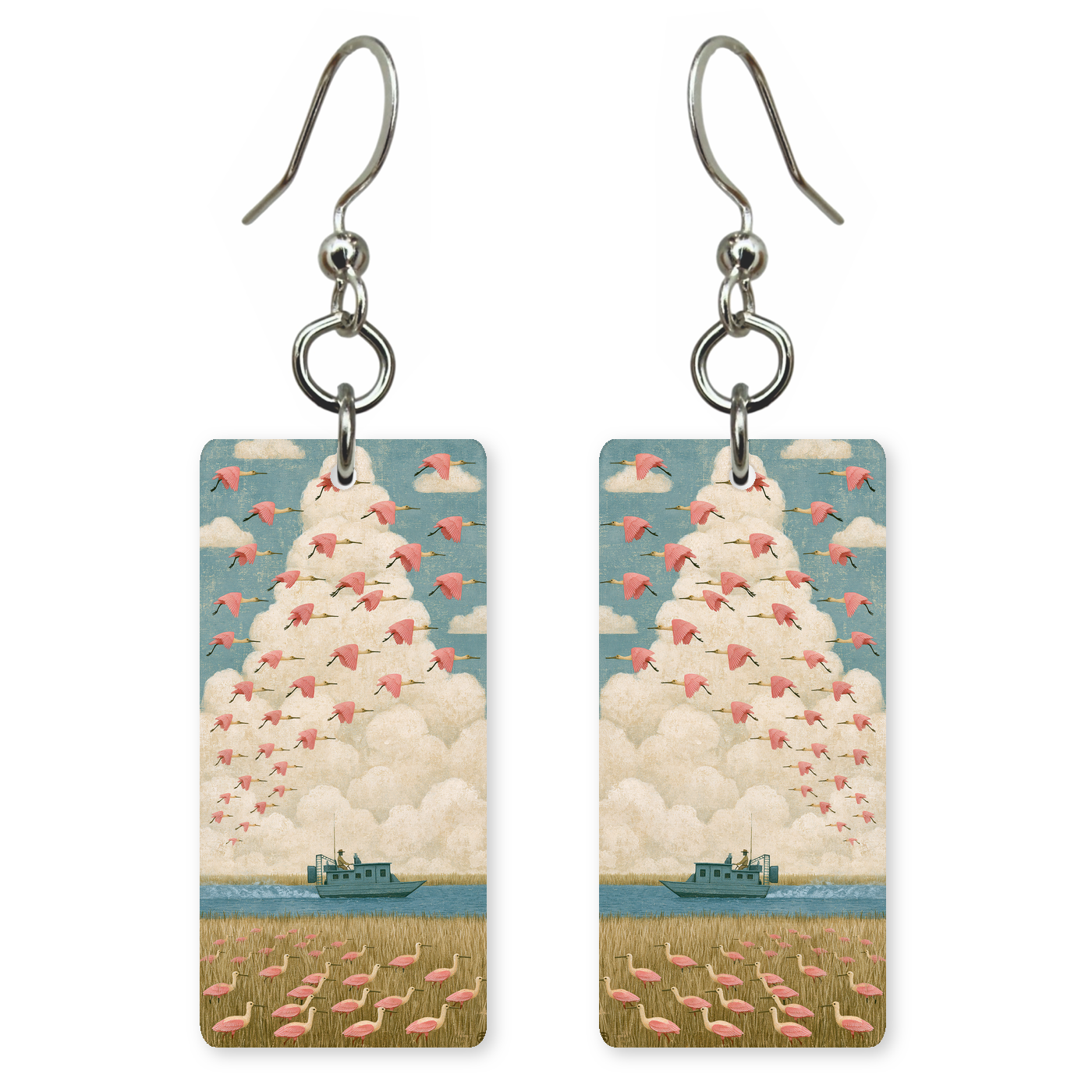 She's Choosing Florida Earrings | Spoonbill Cloud Airboat