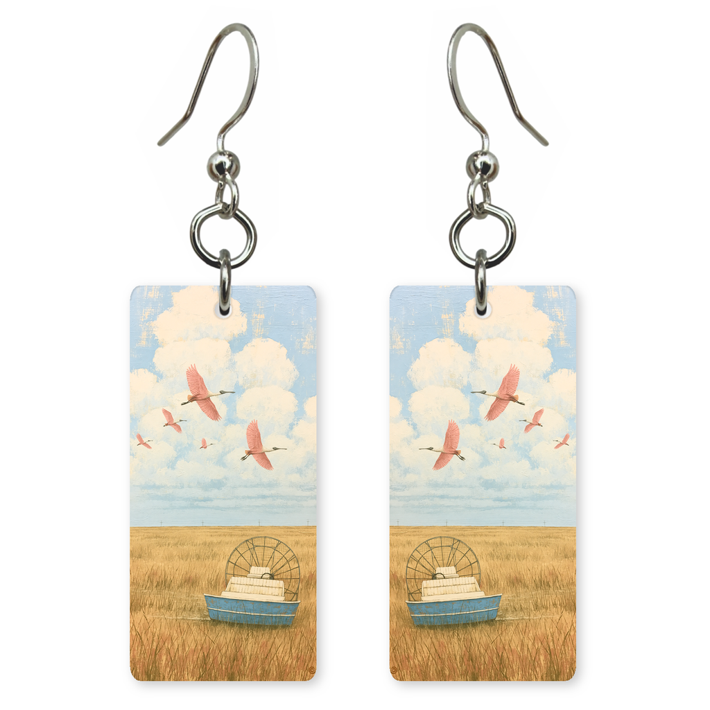 She's Choosing Florida Earrings | Roseate Spoonbill Airboat