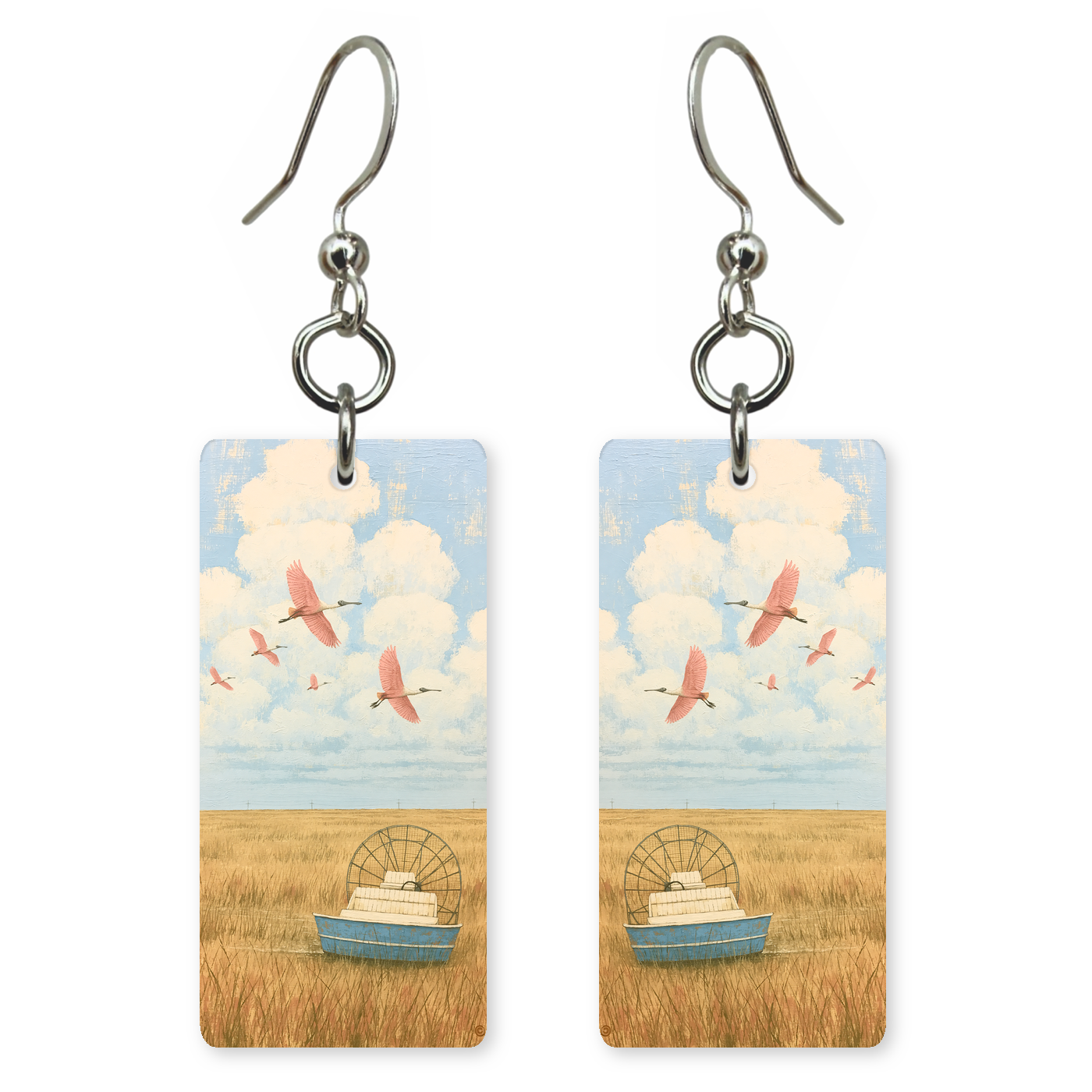 She's Choosing Florida Earrings | Roseate Spoonbill Airboat