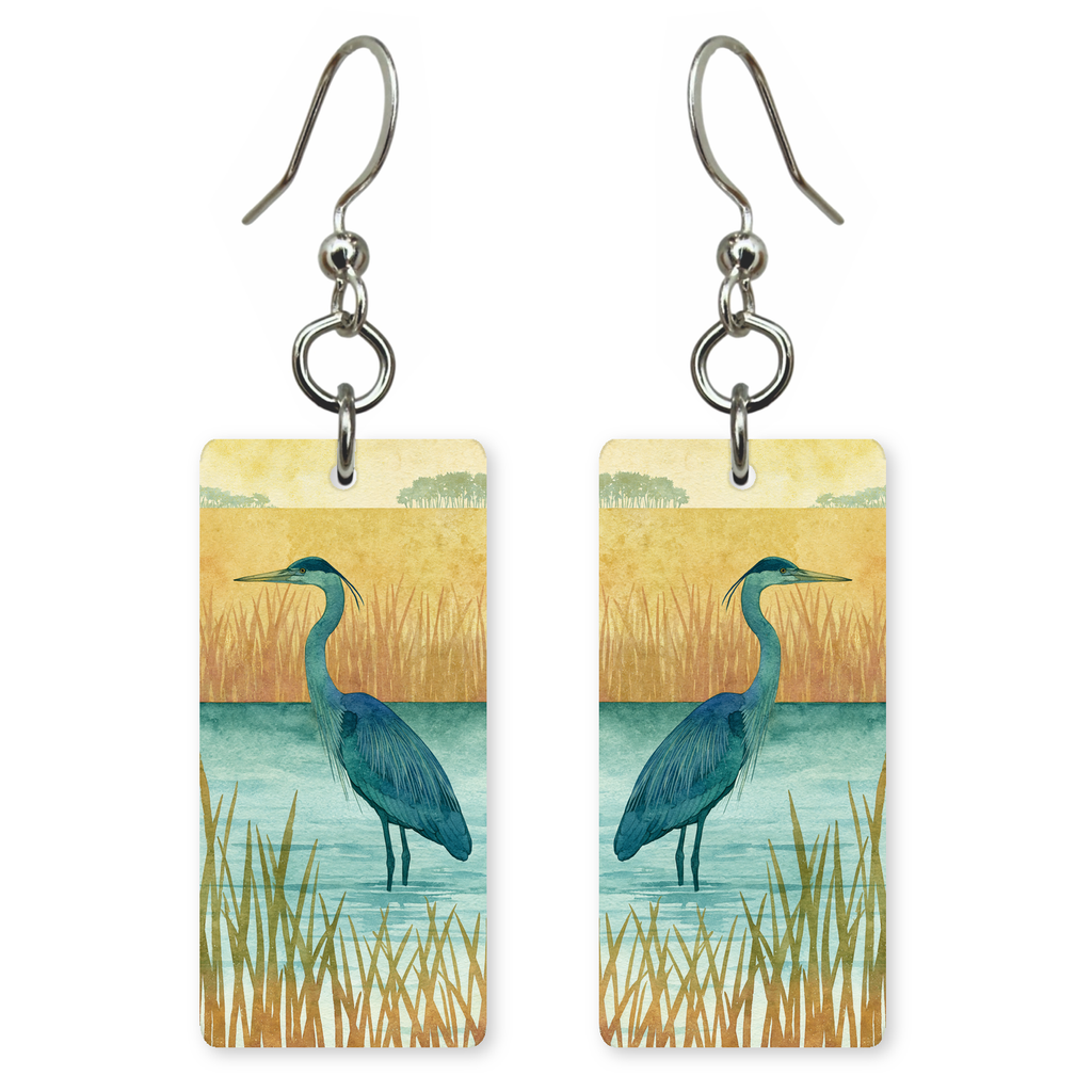 She's Choosing Florida Earrings | Great Blue Heron Reeds