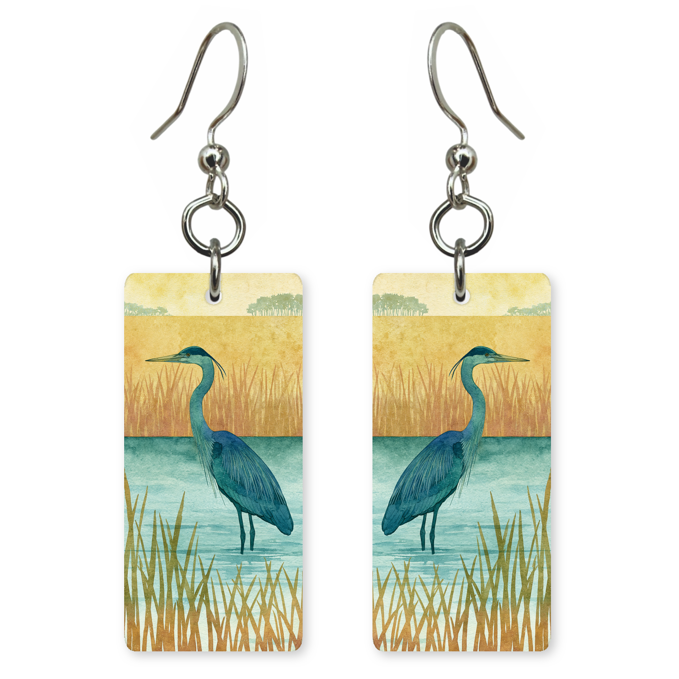 She's Choosing Florida Earrings | Great Blue Heron Reeds