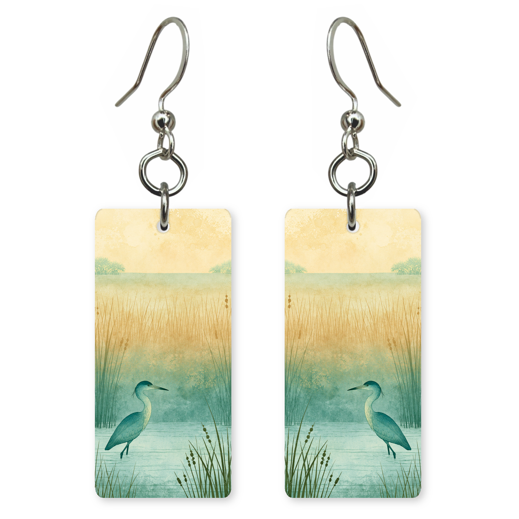 She's Choosing Florida Earrings | Marsh Heron Cattails