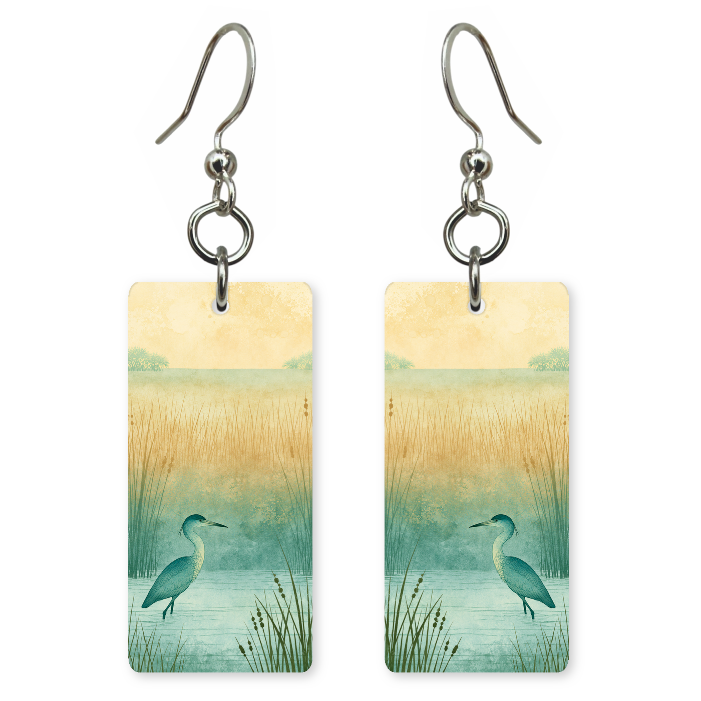 She's Choosing Florida Earrings | Marsh Heron Cattails
