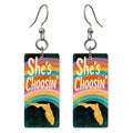 Rainbow Orange Silhouette — She's Choosing earrings, shown as a pair