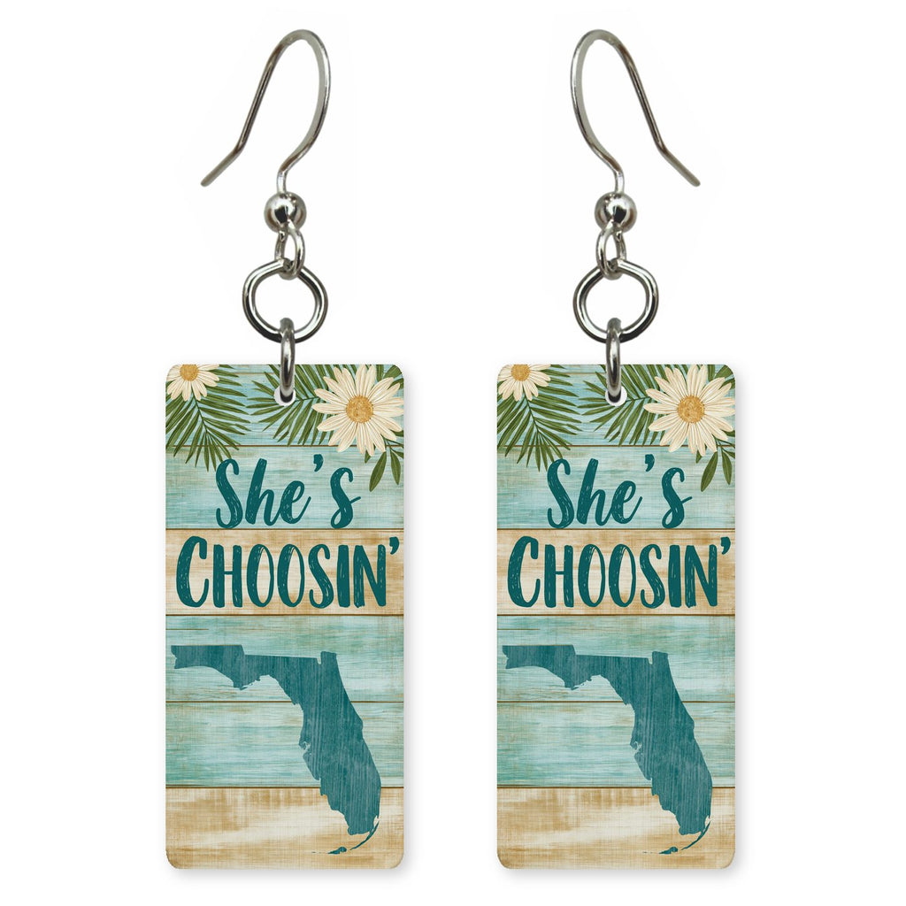 Tropical Plank — She's Choosing earrings, shown as a pair