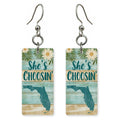 Tropical Plank — She's Choosing earrings, shown as a pair